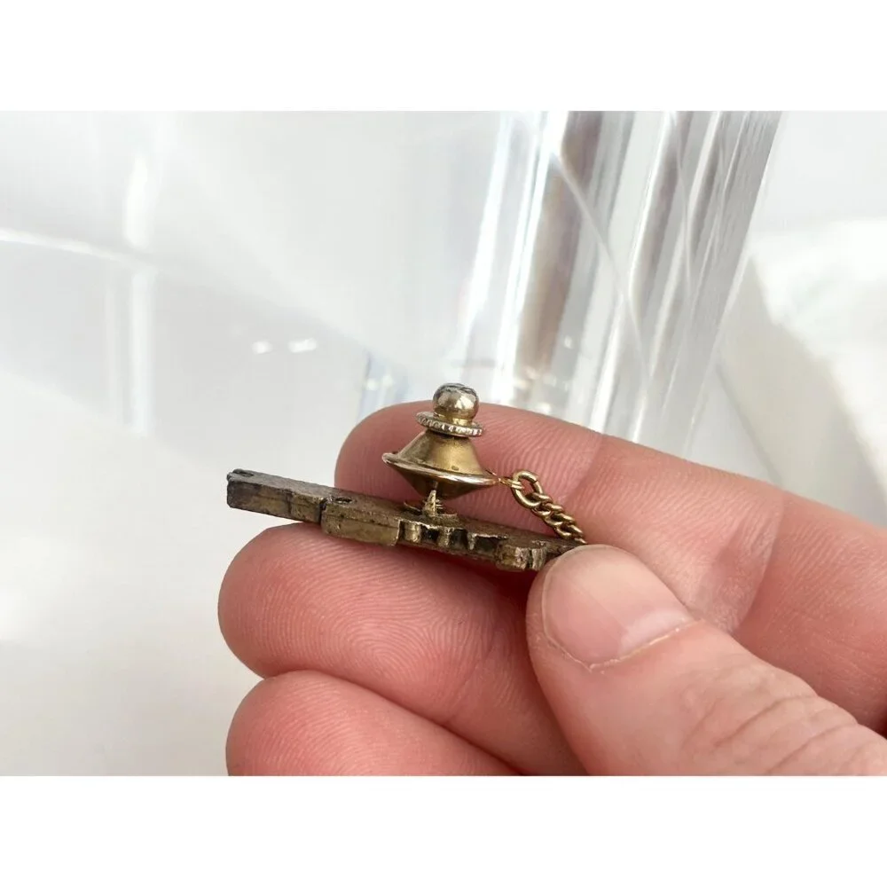 Locomotive Train Brass Toned Vintage Men's Tie Tack